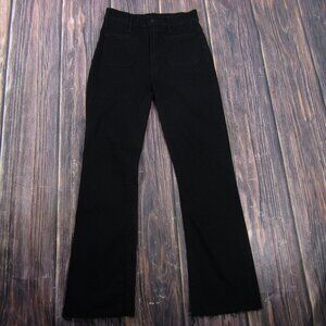 Mother Hustler Patch Pocket Ankle Fray Jeans Not Guilty Black 10367-180 Size 26